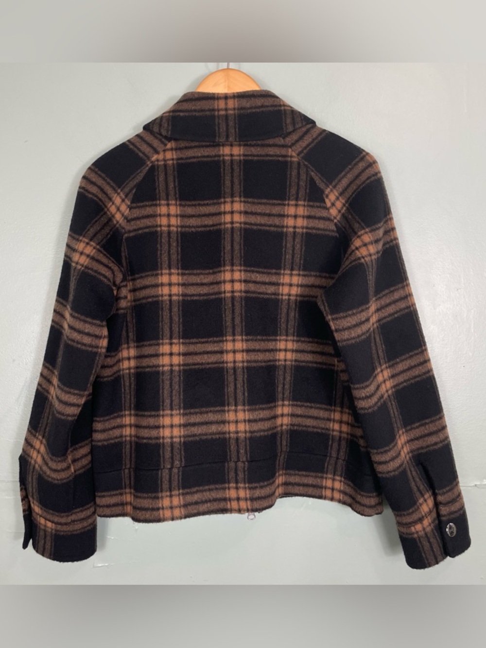 Rails Cheyenne‎ Jacket Came Jet Black Tan Brown Women Small Wool Blend Zip Up - Picture 9 of 11